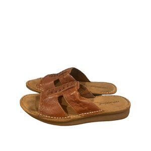 NATURAL SOLE by Naturalizer brown leather comfort sandals 8.5 Slip On Open Toe